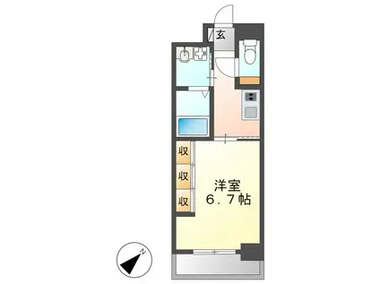 リシュドール伝馬(1K/8階)の間取り写真