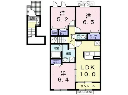 シェル・トゥールB(3LDK/2階)の間取り写真