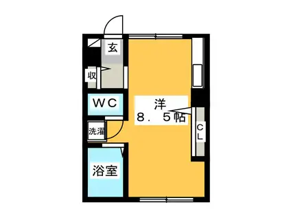 ウィステリア(ワンルーム/1階)の間取り写真