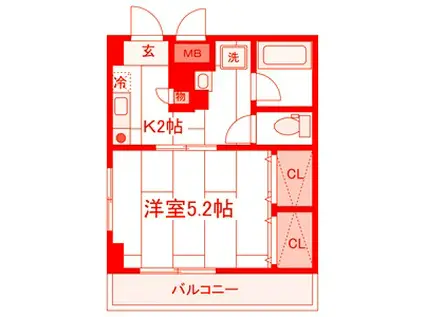 アメニティーヒルズ(1K/1階)の間取り写真