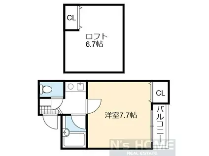 ペルソナI(1K/4階)の間取り写真