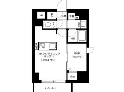 グランジット千代田水道橋(1LDK/3階)の間取り写真