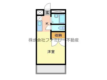 サンヒルズB(1K/1階)の間取り写真