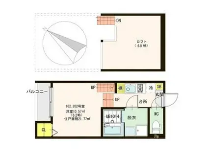 ソフィアK(1K/1階)の間取り写真