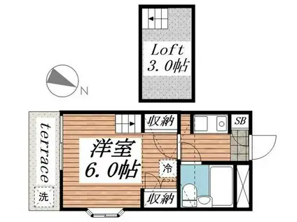 ジュネパレス市川第24-A(1K/1階)の間取り写真