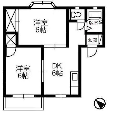 ファミール山岡(2DK/1階)の間取り写真