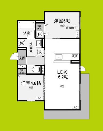 D-RESIDENCE荘園B(2LDK/1階)の間取り写真