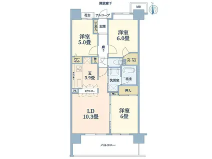 コスモステージ荒川遊園ノースリッジ(3LDK/10階)の間取り写真