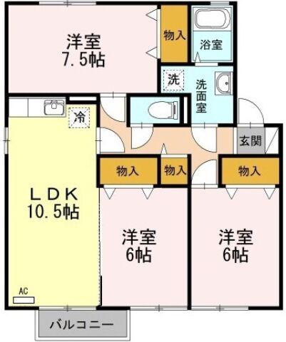ルミエール C棟(3LDK/1階)の間取り写真