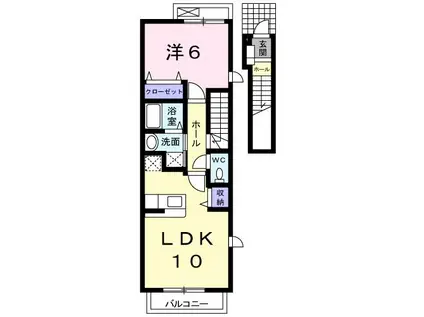 ペルル III(1LDK/2階)の間取り写真