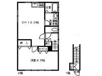 築地荘(1LDK/1階)の間取り写真