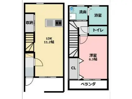 ピアット(1LDK/1階)の間取り写真