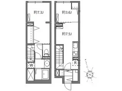 ソラシアレジデンス学芸大学II(2DK/B1階)の間取り写真