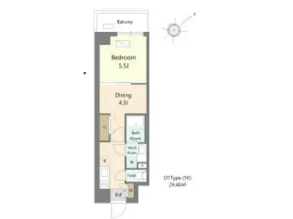 ALIVIS浦安(2K/5階)の間取り写真