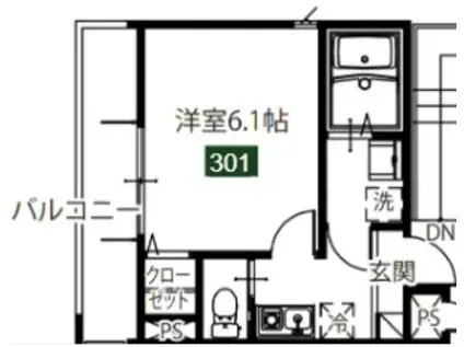 メルディア谷塚(1K/3階)の間取り写真