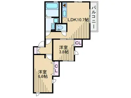 スターリィ・コート大倉山(2LDK/2階)の間取り写真