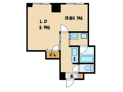 AXIS桜木町(1LDK/6階)の間取り写真