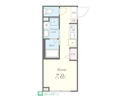 コルビジェIV(ワンルーム/1階)の間取り写真