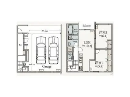 CAMPANA BIANCO(2LDK/1階)の間取り写真
