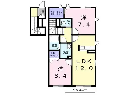シャーメゾン・クレイン(2LDK/2階)の間取り写真