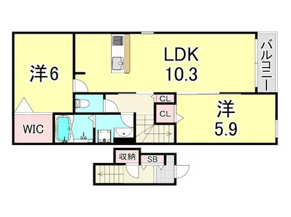 MUKO7-SKTI(2LDK/2階)の間取り写真