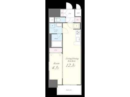 ファンファーレ黄金(1LDK/8階)の間取り写真