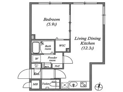 LEGALAND東新宿(1LDK/4階)の間取り写真