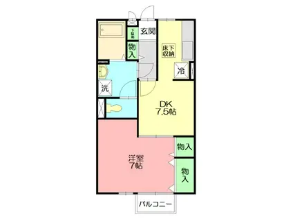 ハイネスK(1DK/1階)の間取り写真