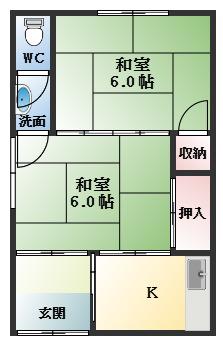 小川文化(2K/1階)の間取り写真