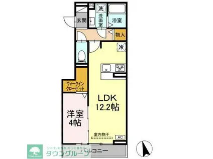 セレスティア長良 イースト(1LDK/3階)の間取り写真