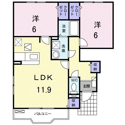 ガーデンポーチ和(2LDK/1階)の間取り写真