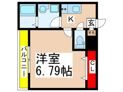 クレアモントヒルズ宝塚(1K/2階)の間取り写真