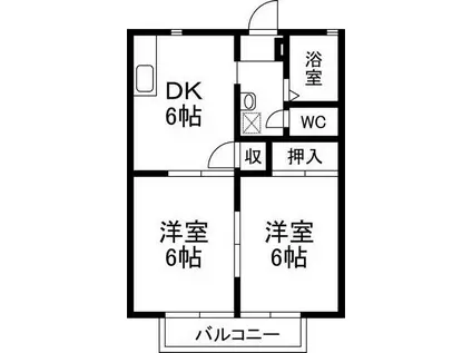 サンビレッジB(2DK/2階)の間取り写真