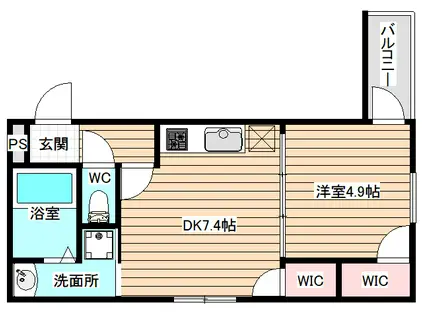 フジパレス福島I番館(1DK/2階)の間取り写真