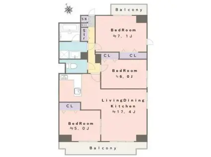 リーラ文京本駒込(3LDK/8階)の間取り写真