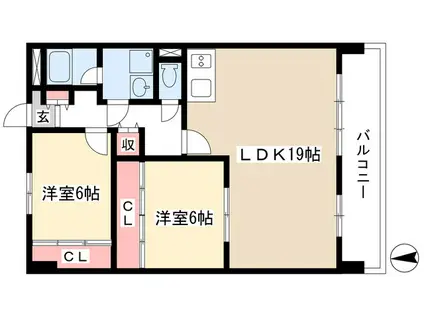 フローラル牧の里(2LDK/5階)の間取り写真