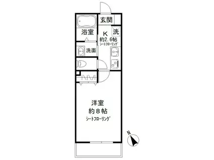 レ セレニタ 松庵(1K/2階)の間取り写真