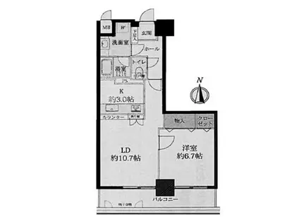 グランエスコート丸の内(1LDK/4階)の間取り写真