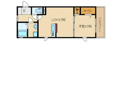 COURT AKKINO(1LDK/1階)の間取り写真