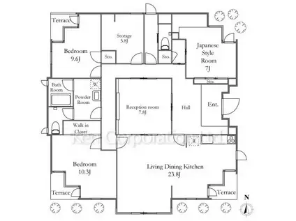 南雪谷サニーガーデン(4SLDK/1階)の間取り写真