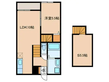 ヴァンベール紫原(1SLDK/2階)の間取り写真