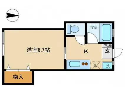 ビューハイツ(1K/2階)の間取り写真