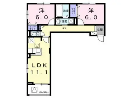 サンロイヤルⅠ(2LDK/1階)の間取り写真
