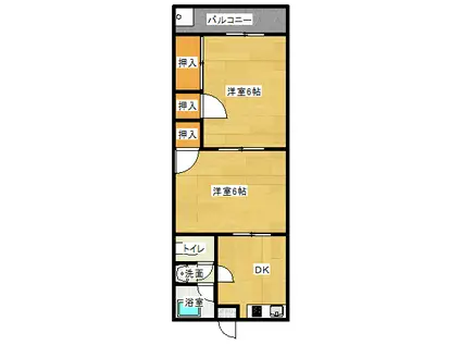 コーポ岡富(2DK/1階)の間取り写真
