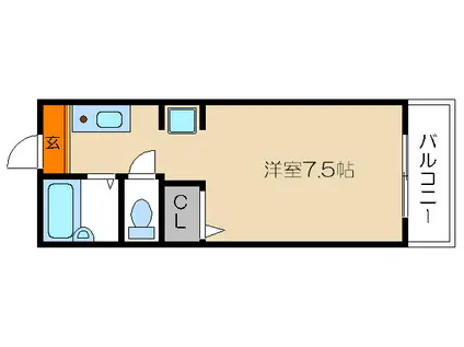 フレグランス上治(1K/2階)の間取り写真