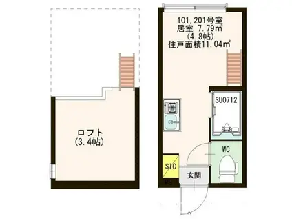 ハーモニーテラス高円寺南(ワンルーム/2階)の間取り写真