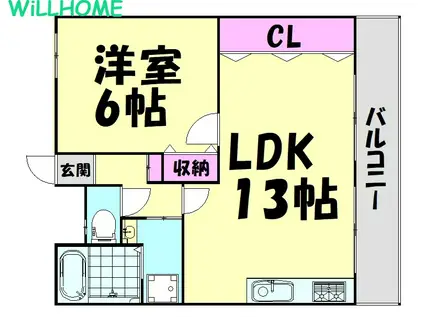 西村組マンション(1LDK/5階)の間取り写真