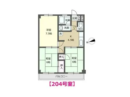 サンコーポ(3K/2階)の間取り写真