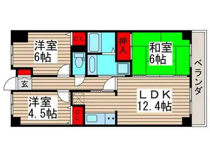 パストラル石井(3LDK/3階)の間取り写真
