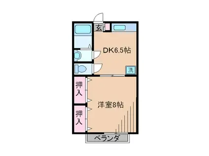 ドミール泉田(1DK/1階)の間取り写真